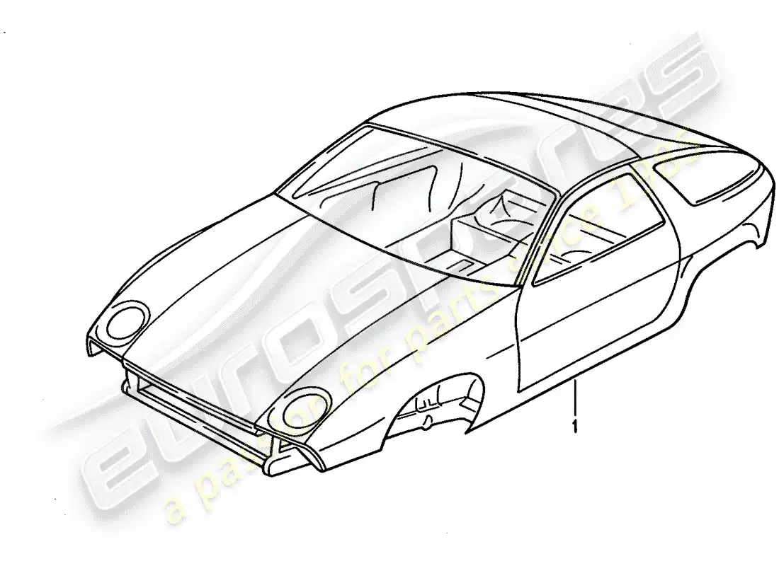 porsche 1993 (928) cuerpo del auto diagrama de piezas