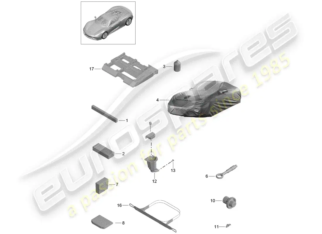 porsche 2015 (918 spyder) herramienta diagrama de piezas