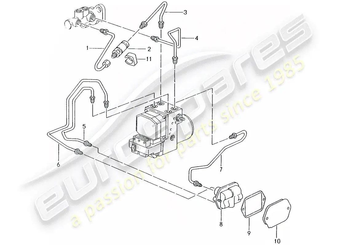 porsche 2002 (986 boxster) tubo de freno - extremo delantero diagrama de piezas
