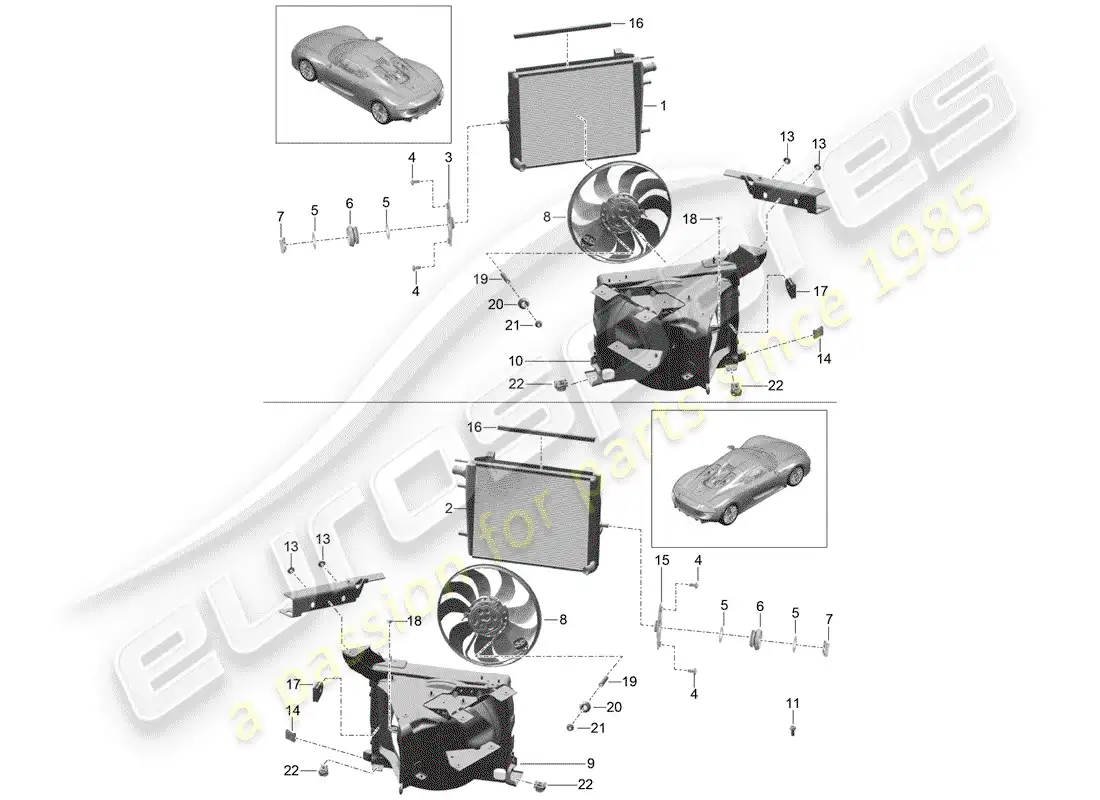 porsche 2015 (918 spyder) water cooling diagrama de piezas