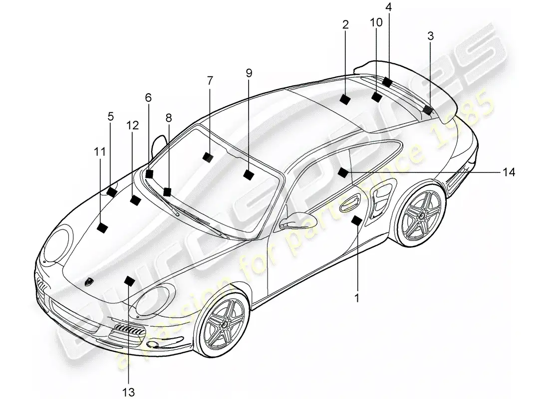 porsche 2009 997-2 turbo / gt2 señales/avisos diagrama de piezas
