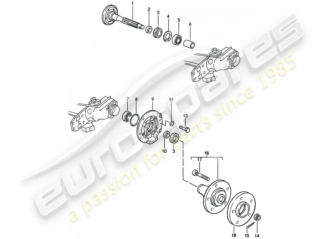 porsche 1984 (944) eje de rueda trasera - lubricantes diagrama de piezas