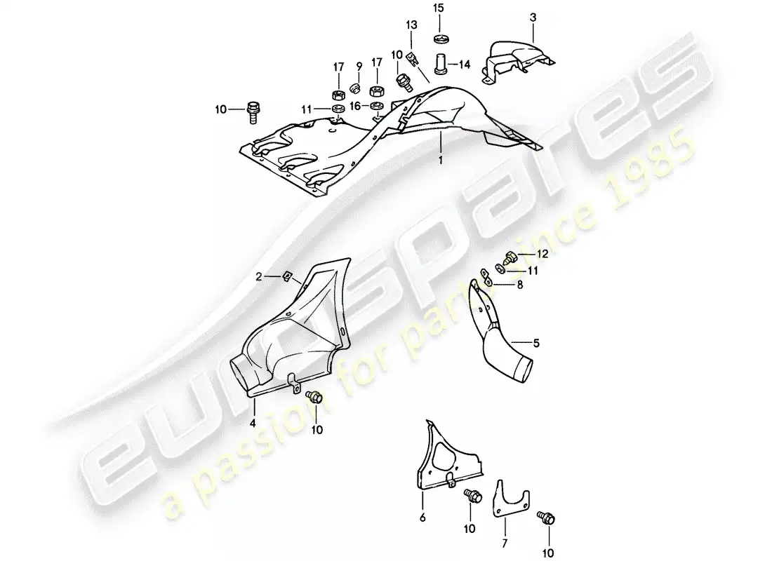 porsche 1984 (911) ducto de aire diagrama de piezas
