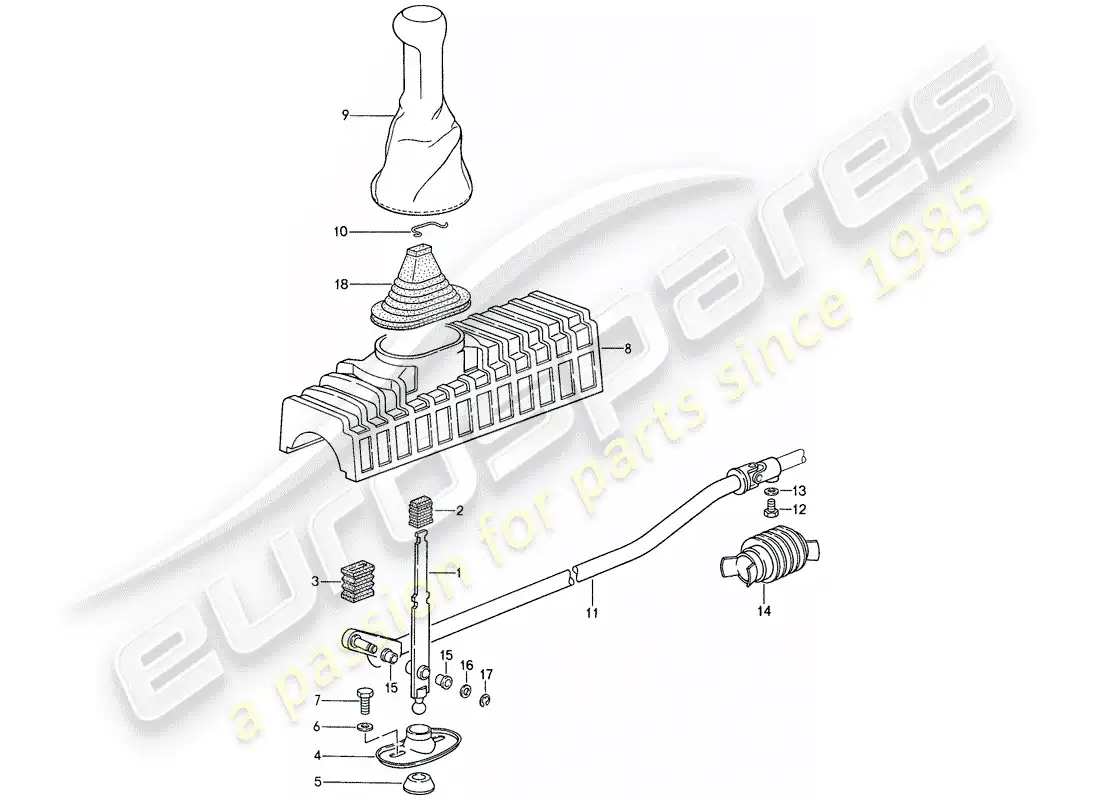 porsche 1987 (959) control de transmisión diagrama de piezas