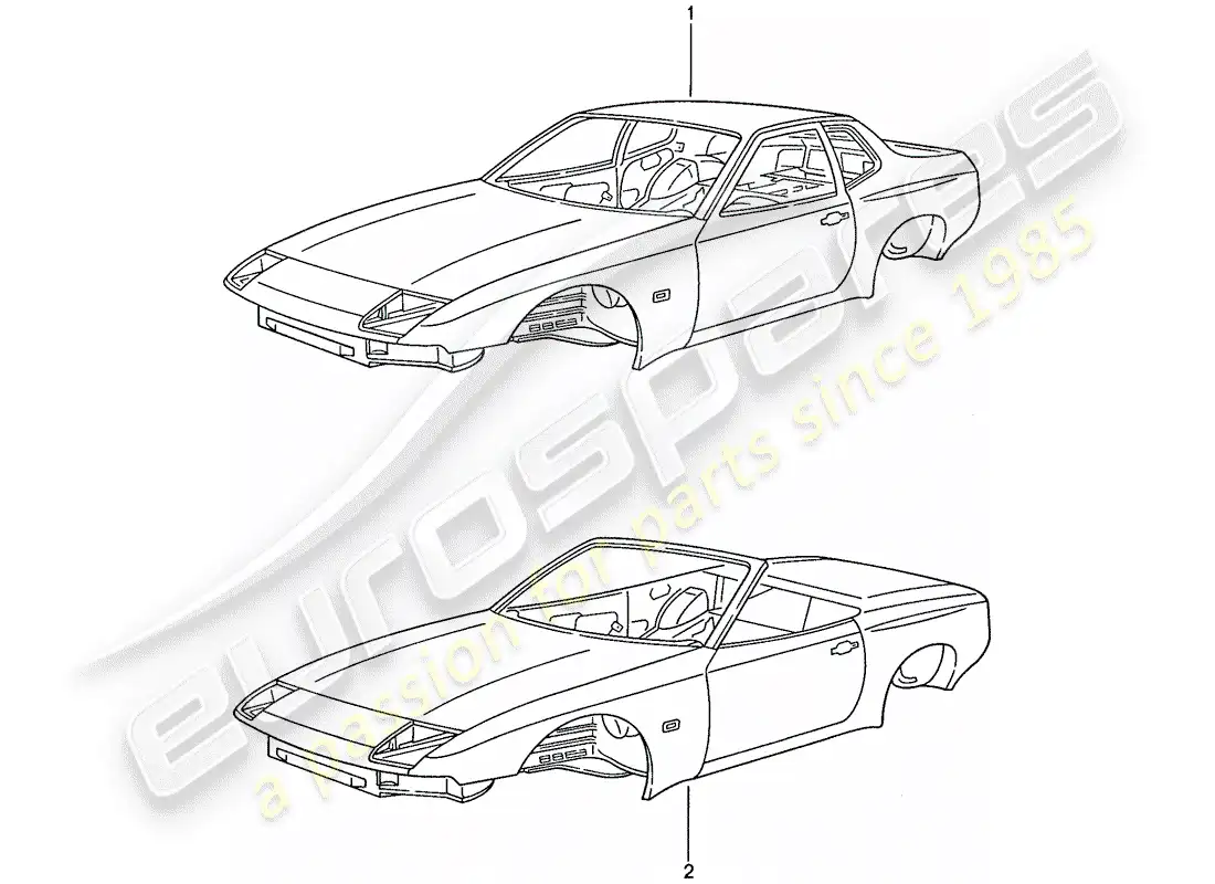 porsche 1991 (944) cuerpo del auto diagrama de piezas