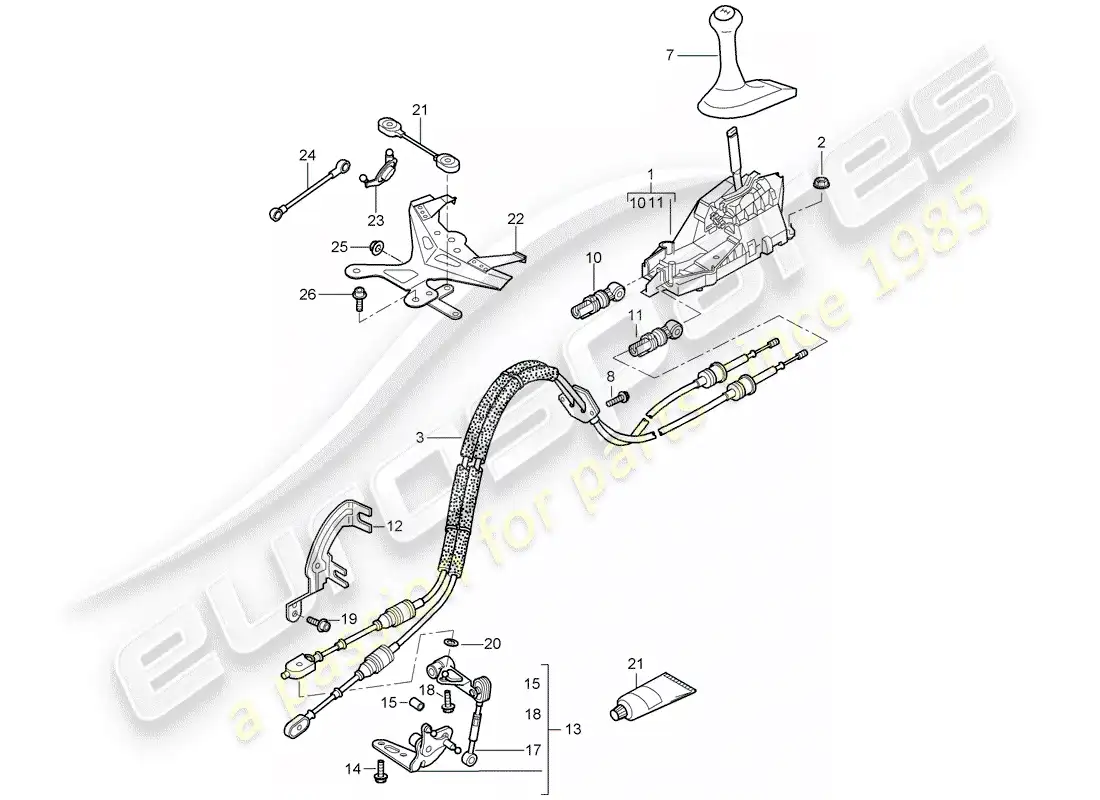 porsche 2006 (987 cayman) control de transmisión diagrama de piezas