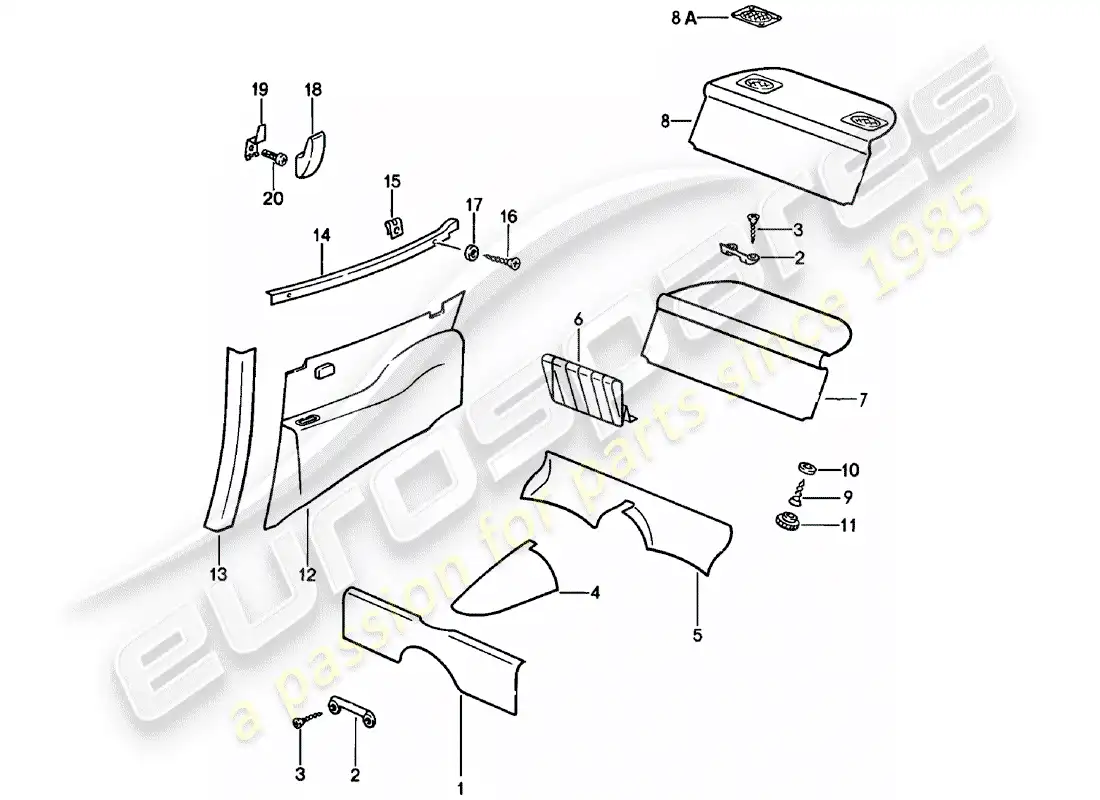 porsche 1979 (911) equipamiento interior diagrama de piezas