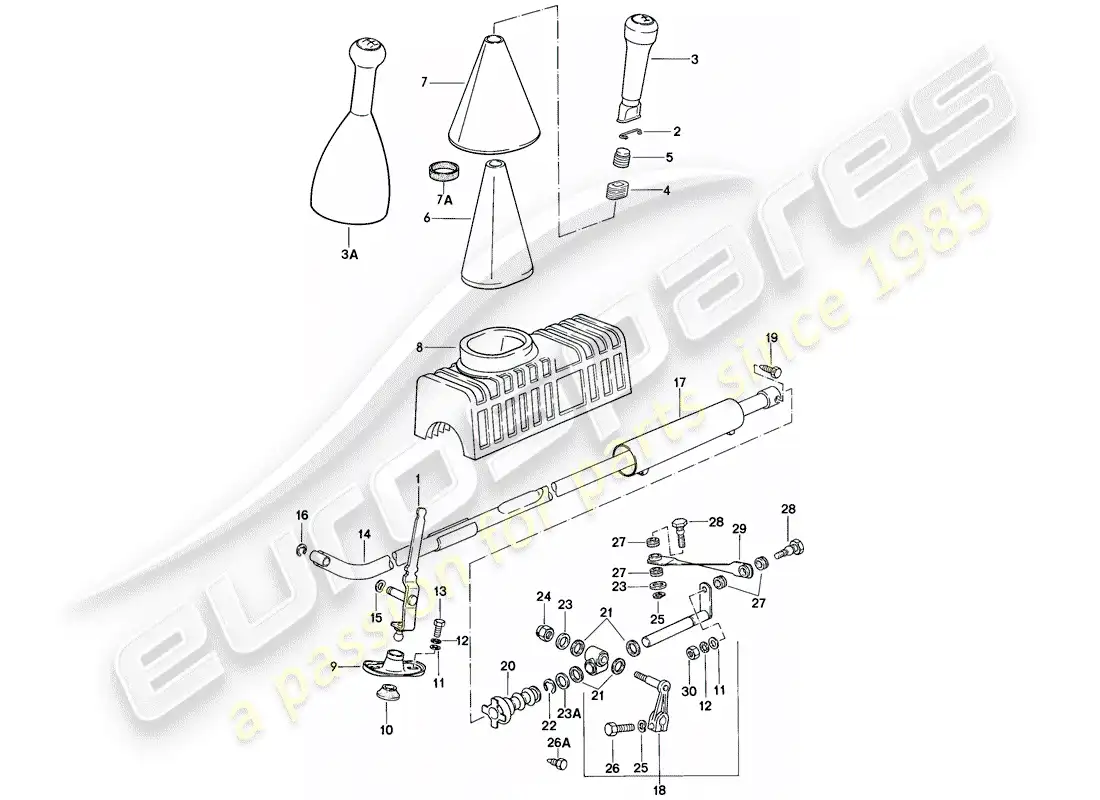 porsche 1982 (944) mecanismo de cambio - caja de cambios manual diagrama de piezas