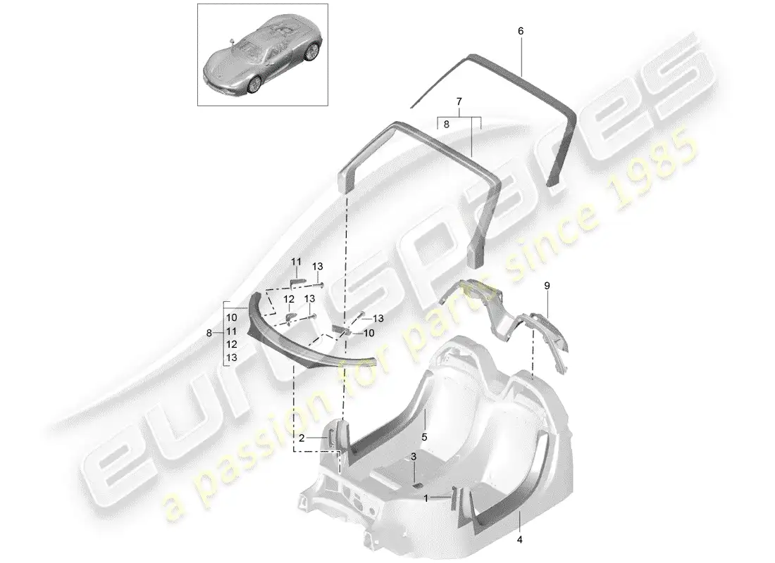 porsche 2015 (918 spyder) concepto de reparación especial diagrama de piezas