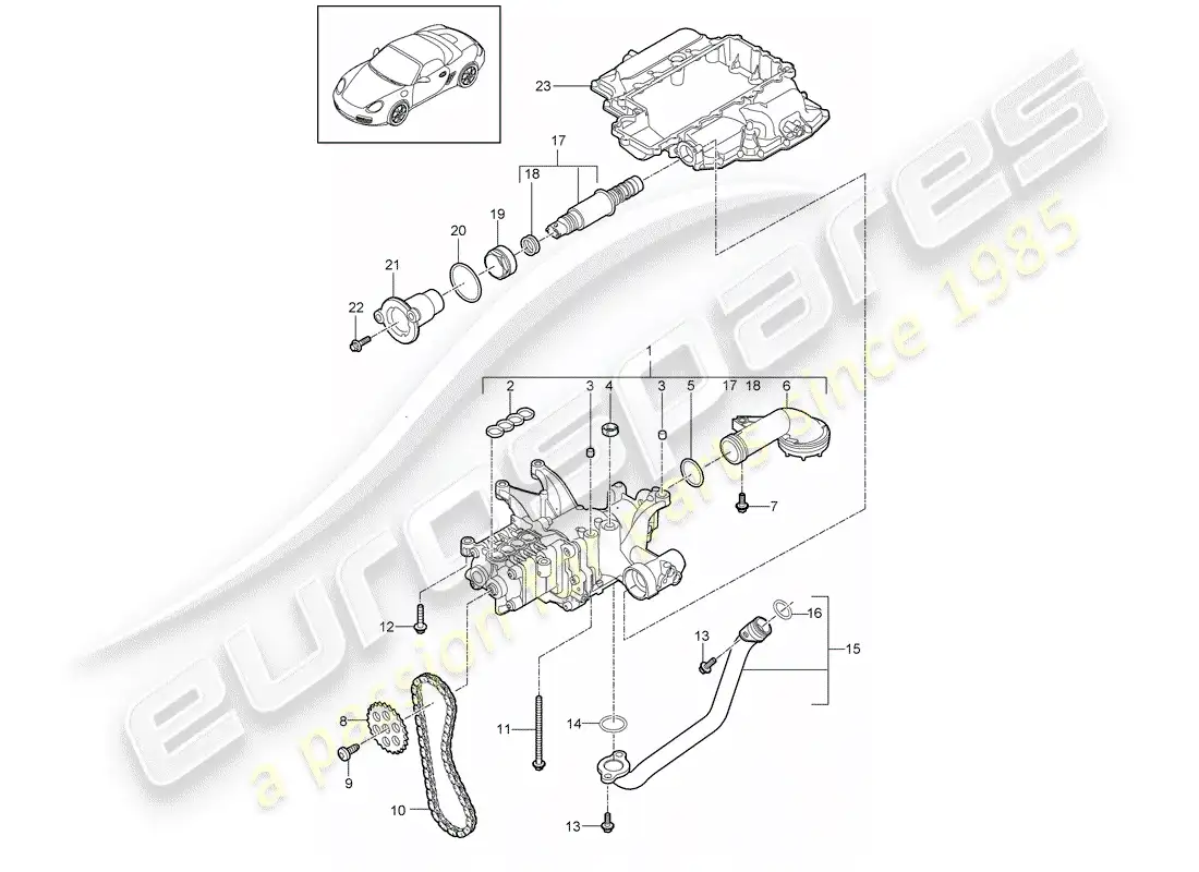 porsche 2012 (987 boxster) bomba de aceite diagrama de piezas