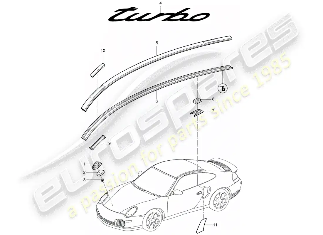 porsche 2009 997-2 turbo / gt2 placas de identificación diagrama de piezas