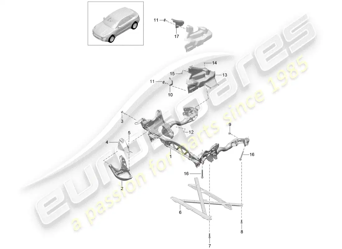 porsche 2018 (macan) submarco diagrama de piezas