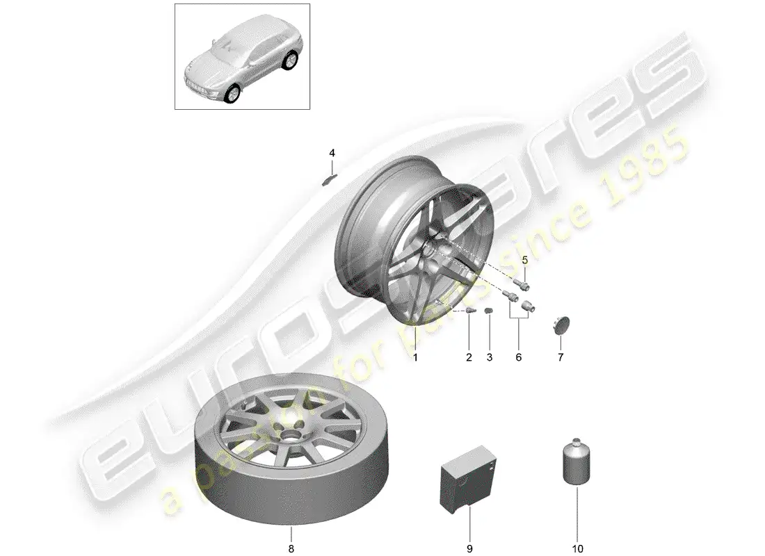 porsche 2016 (macan) ruedas/neumáticos diagrama de piezas