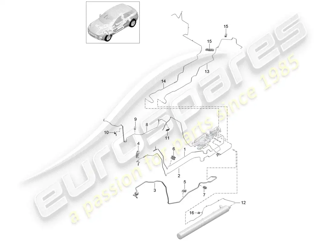 porsche 2016 (macan) sistema autonivelante diagrama de piezas