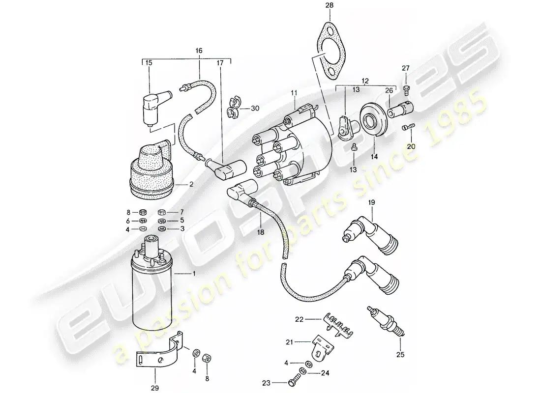 porsche 1990 (944) electricidad del motor 1 diagrama de piezas