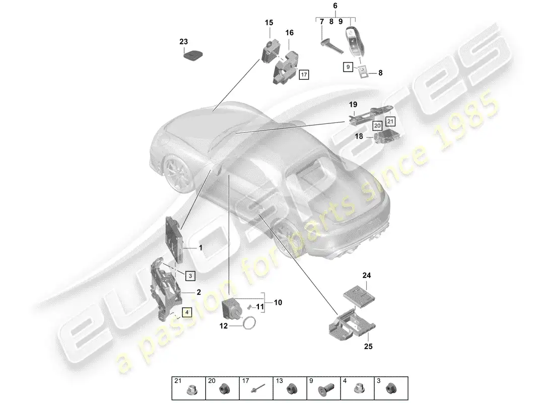 porsche 2019 (718 boxster spyder) unidades de control diagrama de piezas