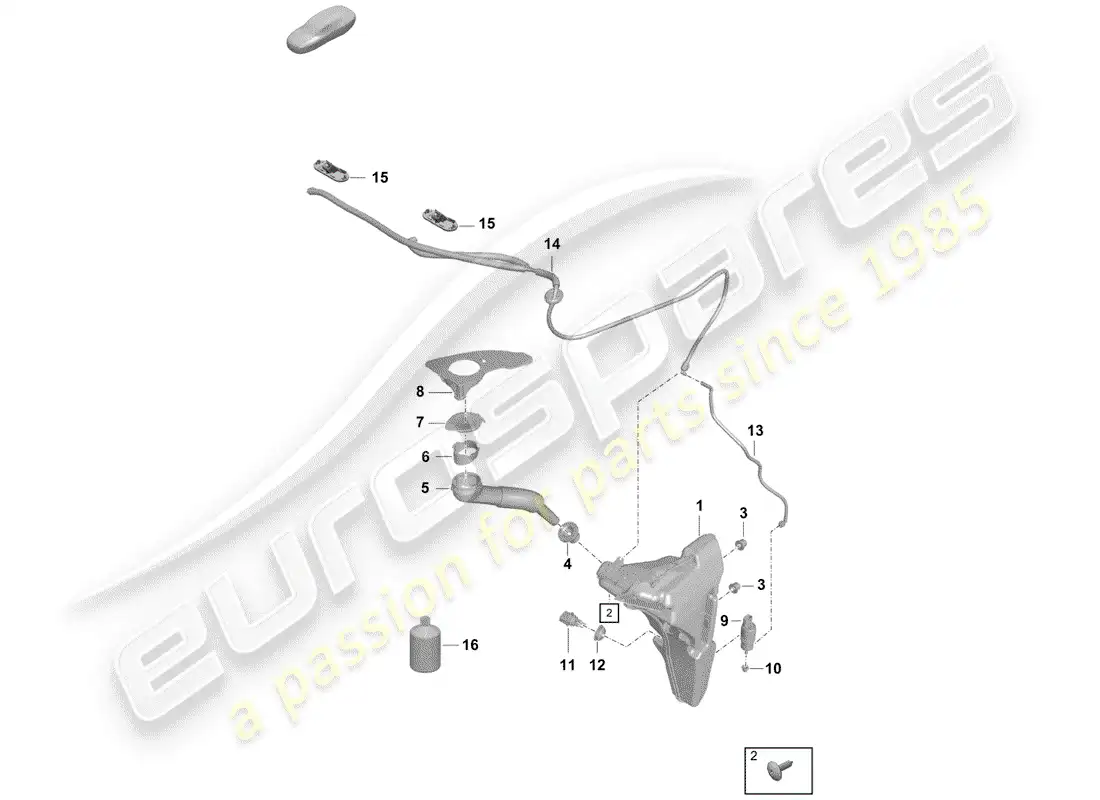 porsche 2019 (718 boxster spyder) windshield washer unit diagrama de piezas