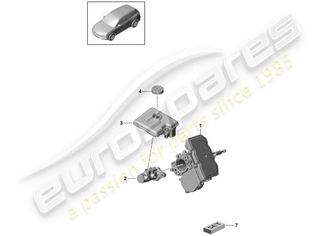 porsche 2020 (cayenne e3 9ya/9yb) cilindro maestro de freno en tándem diagrama de piezas