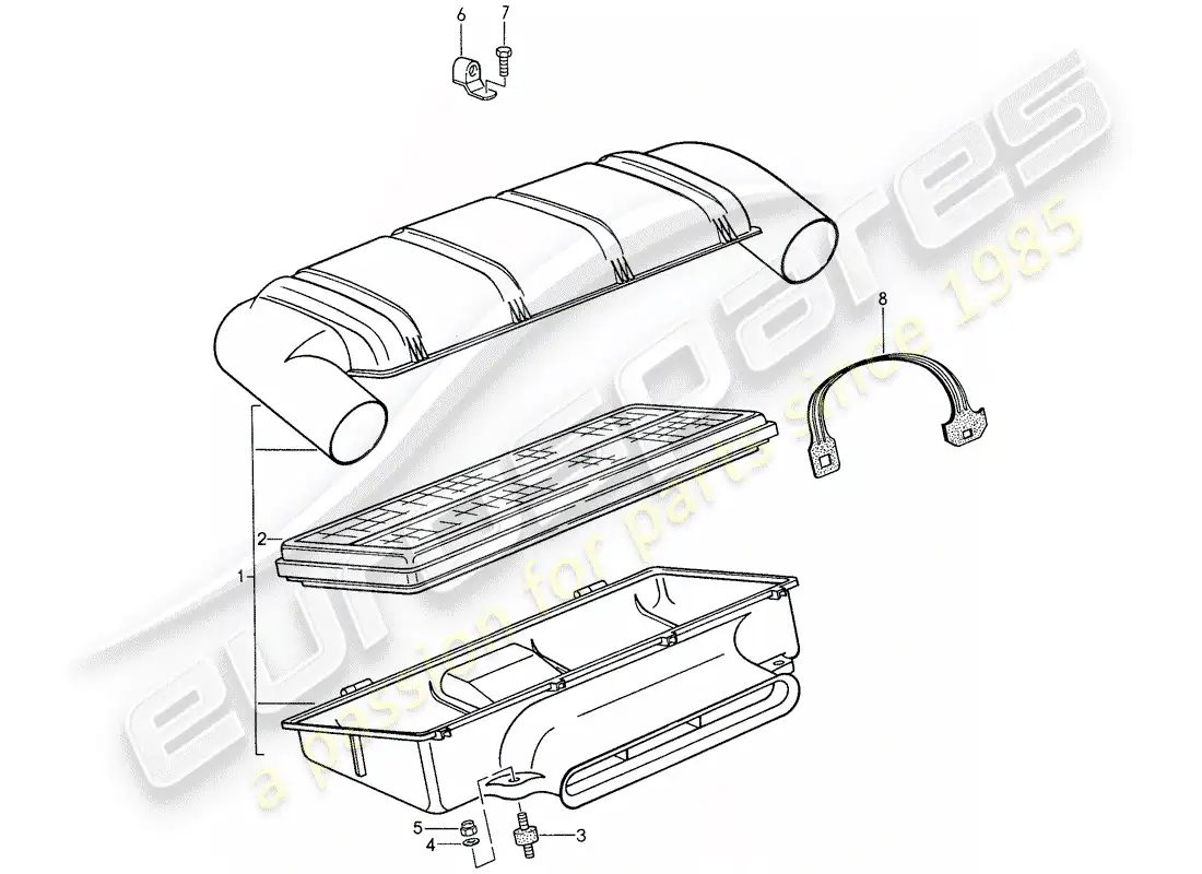 porsche 1987 (959) sistema de admisión 1 diagrama de piezas