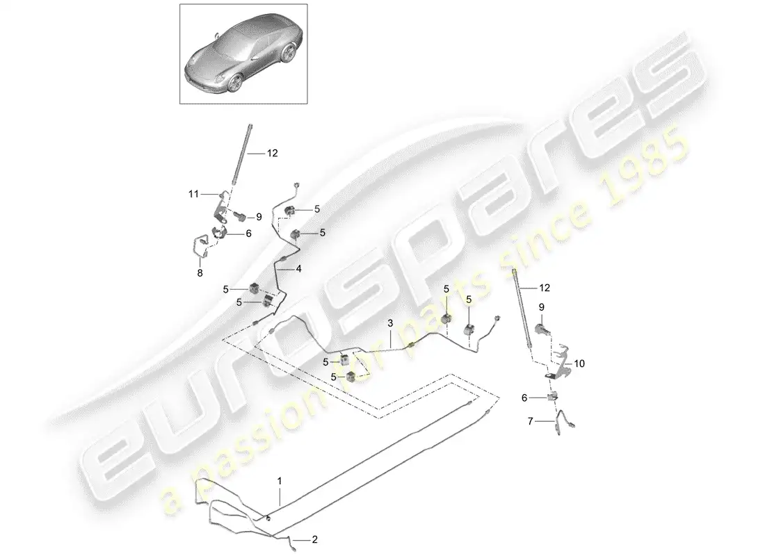 porsche 2015 (991-1) línea de freno diagrama de piezas