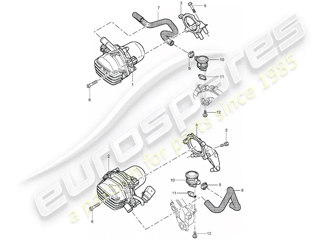 porsche 2005 (cayenne e1 9pa) bomba de aire secundario diagrama de piezas