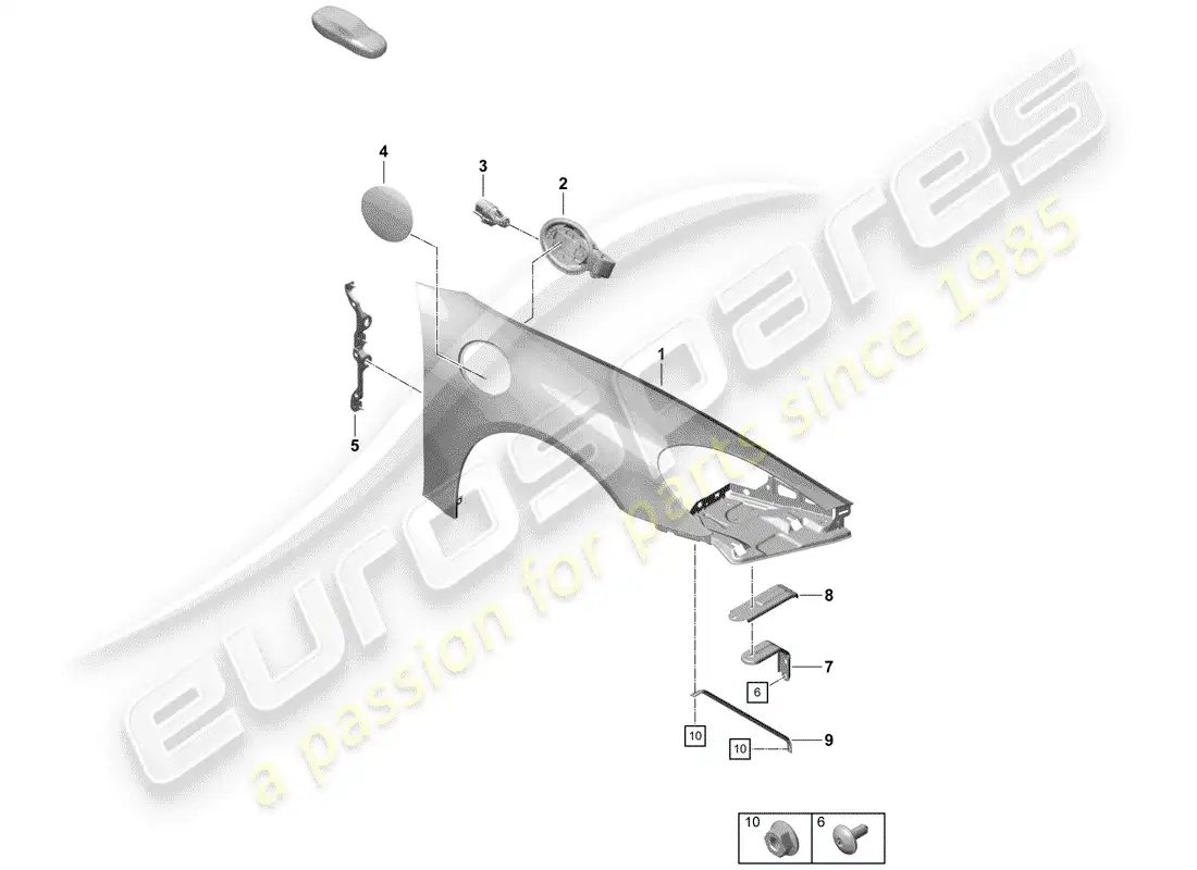 porsche 2019 (718 boxster spyder) defensa diagrama de piezas