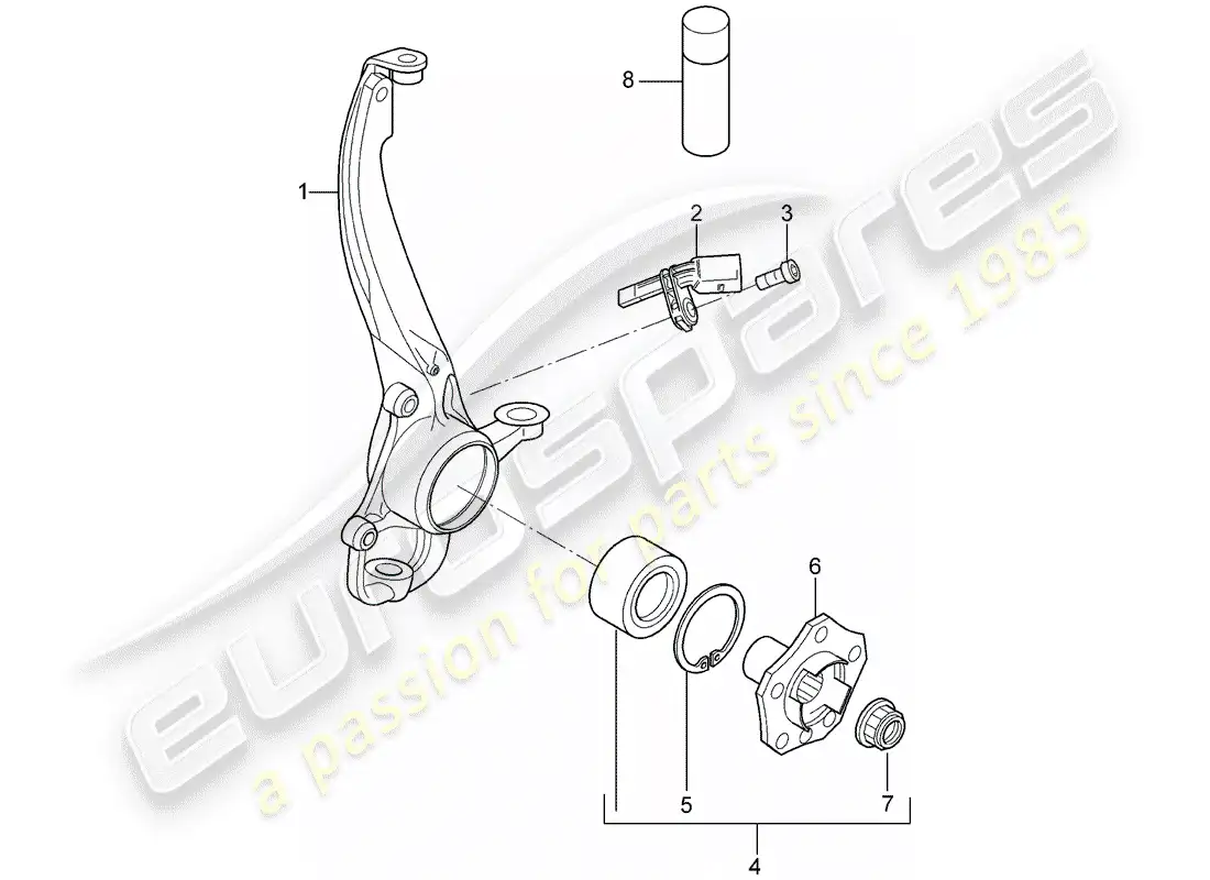 porsche 2007 (cayenne e1 9pa) cojinete de pivote diagrama de piezas