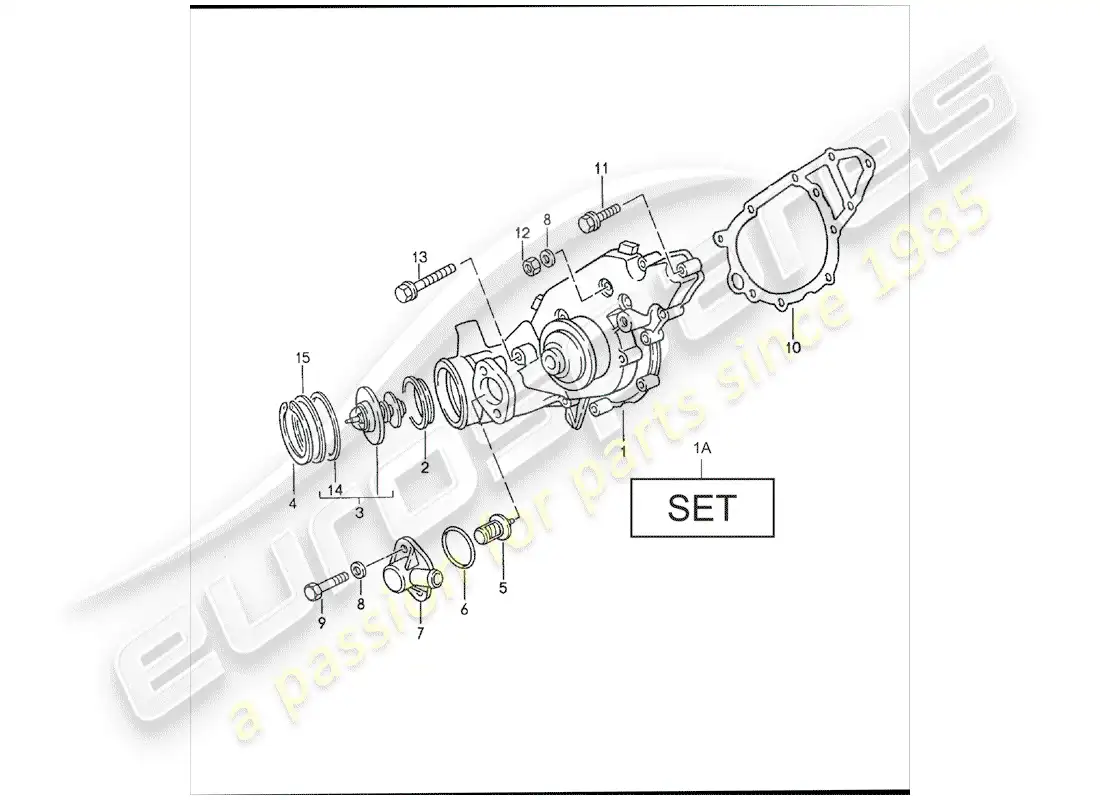 porsche 1990 (944) diagrama de piezas de la bomba de agua