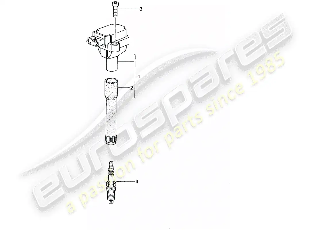 porsche 2004 (996 gt3) sistema de encendido diagrama de piezas