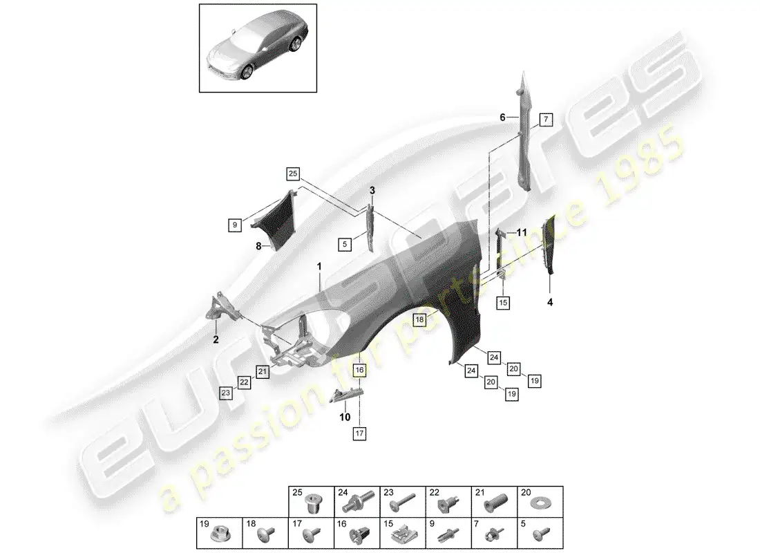 porsche 2020 (panamera 971-1) defensa diagrama de piezas