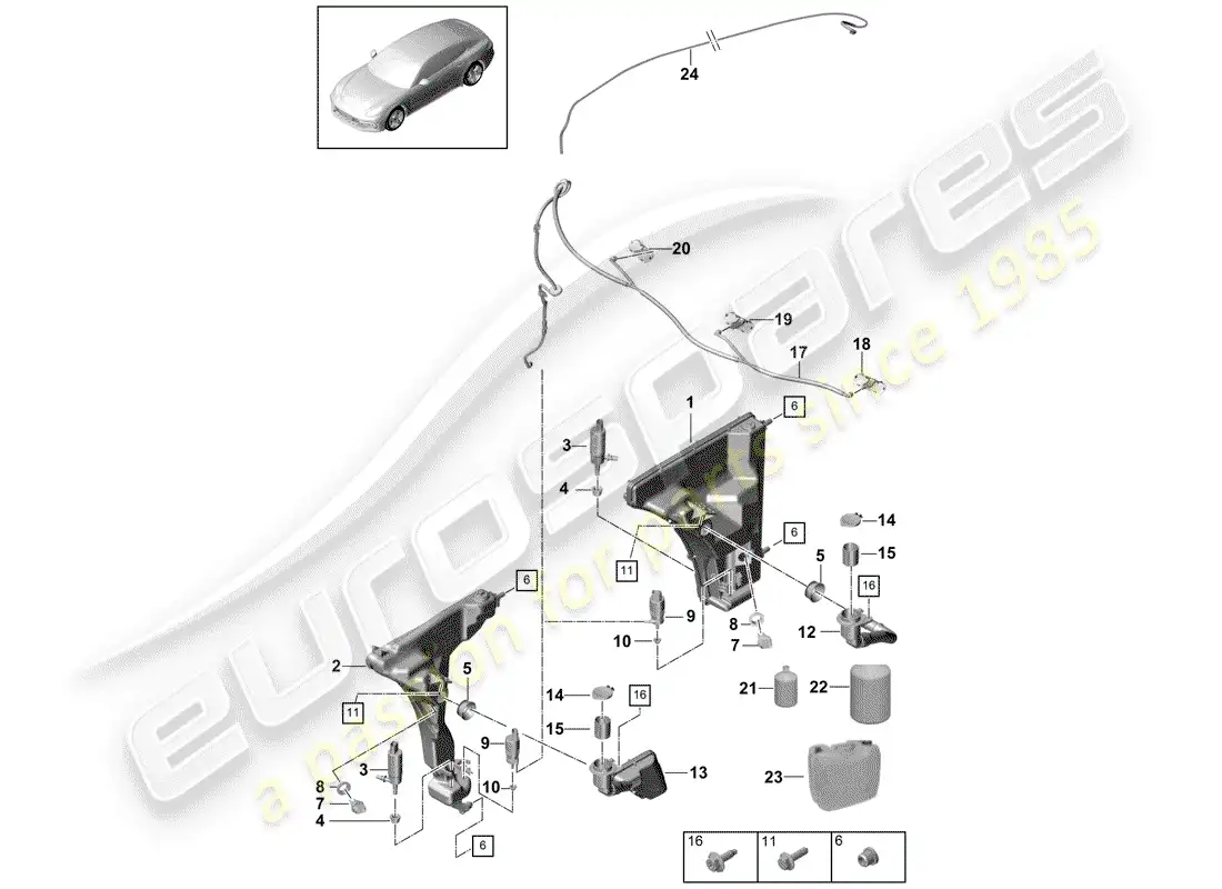 porsche 2019 (panamera 971-1) windshield washer unit diagrama de piezas