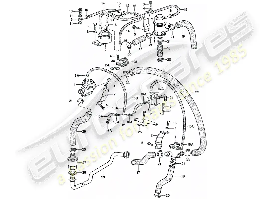 porsche 1987 (911) inyección de aire diagrama de piezas