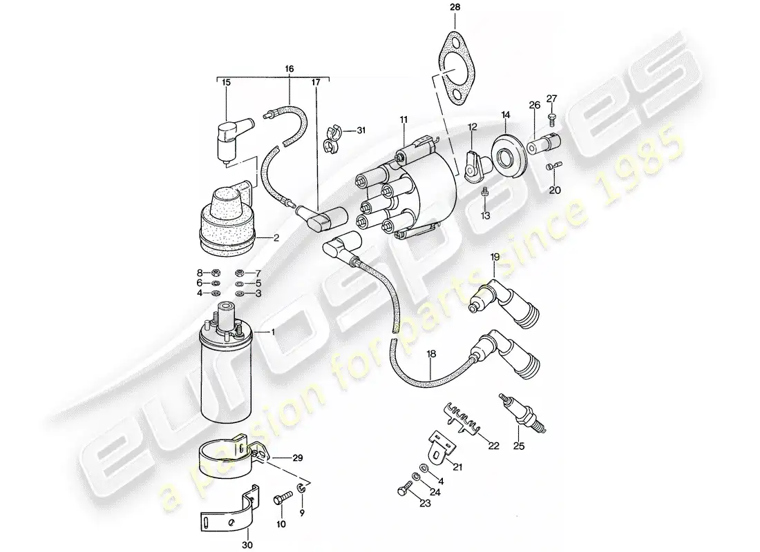 porsche 1983 (944) electricidad del motor 1 diagrama de piezas