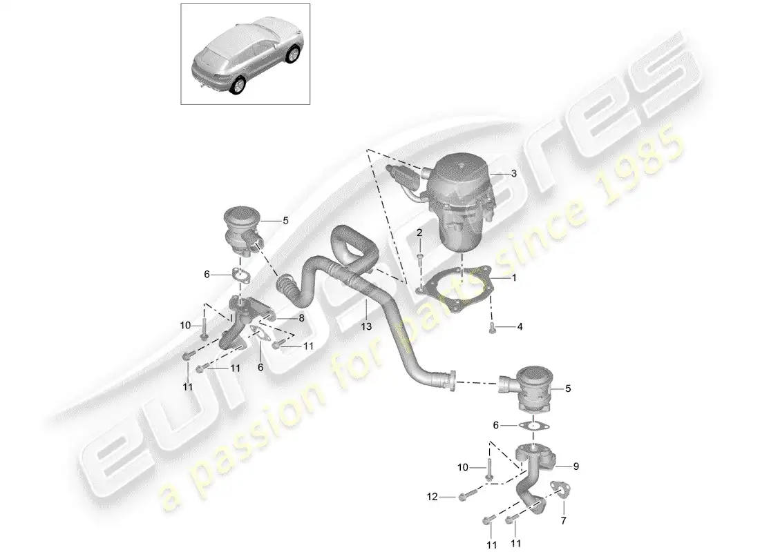 porsche 2016 (macan) bomba de aire secundario diagrama de piezas