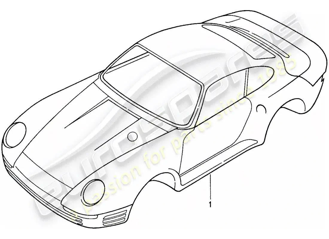 porsche 1988 (959) cuerpo del auto diagrama de piezas