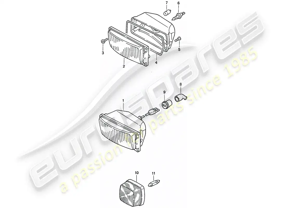 porsche 1988 (911) modelo especial - diseño de punta plana - faro adicional - d - mj 1988>> diagrama de piezas