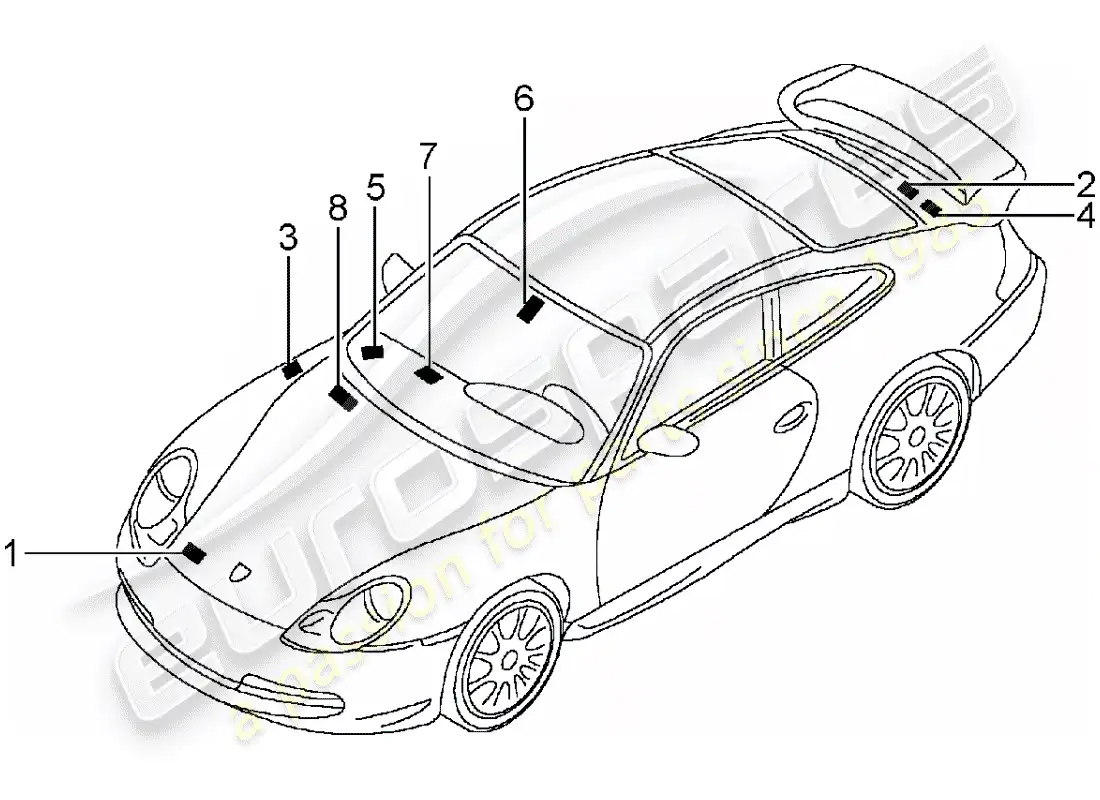 porsche 2004 (996 gt3) señales/avisos diagrama de piezas