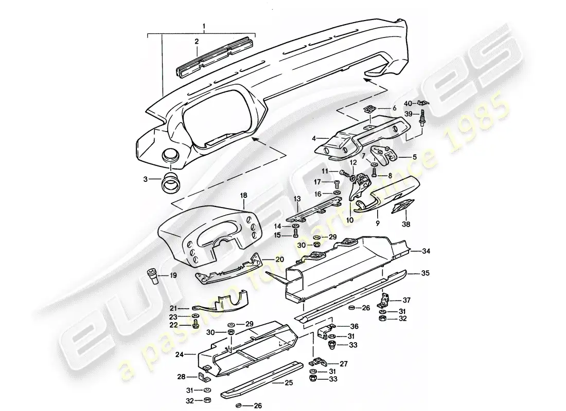 porsche 1989 (928) adorno del panel de tablero - d >> - mj 1989 diagrama de piezas