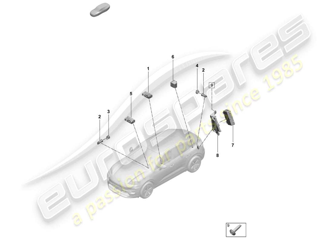 porsche 2025 (macan-e) diagrama de piezas del encendedor del convertidor de voltaje