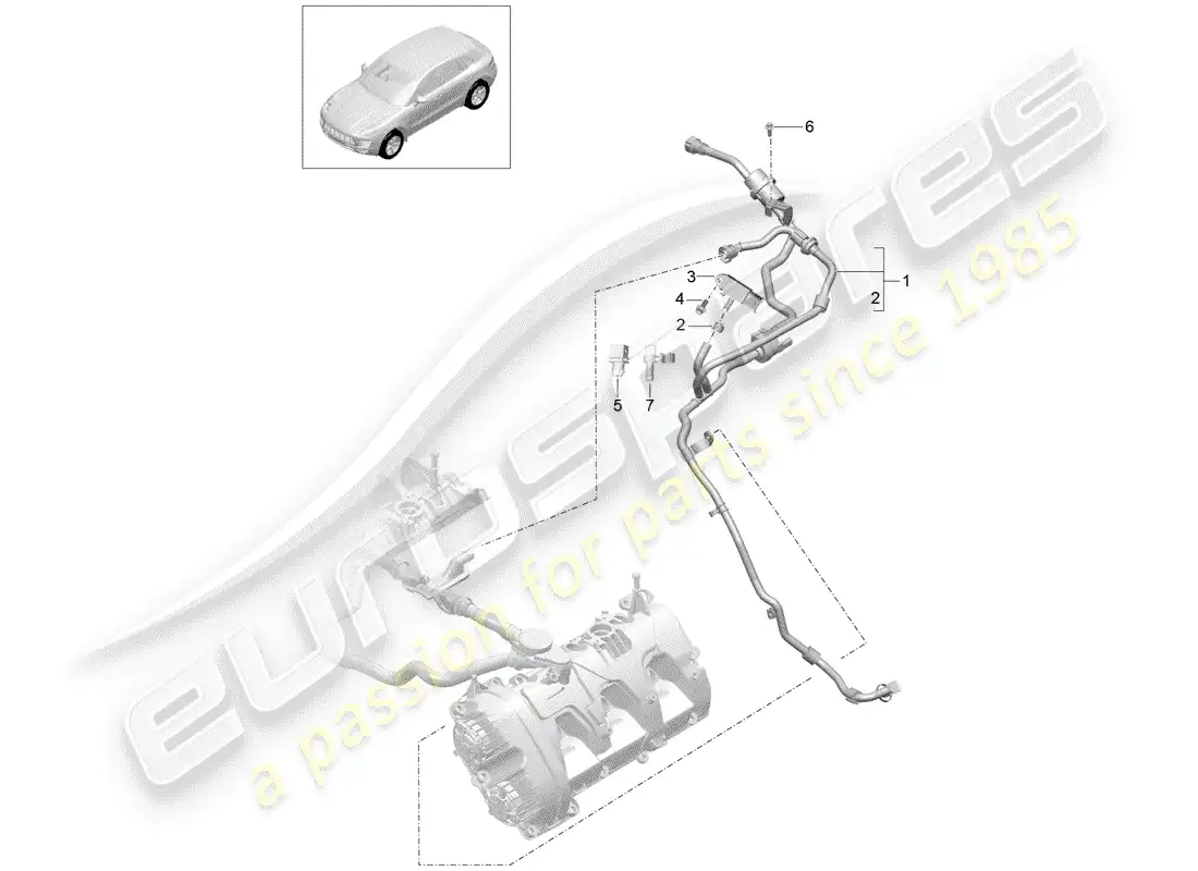 porsche 2016 (macan) ventilación del tanque diagrama de piezas