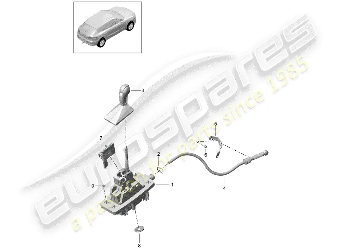 porsche 2016 (macan) palanca selectora diagrama de piezas