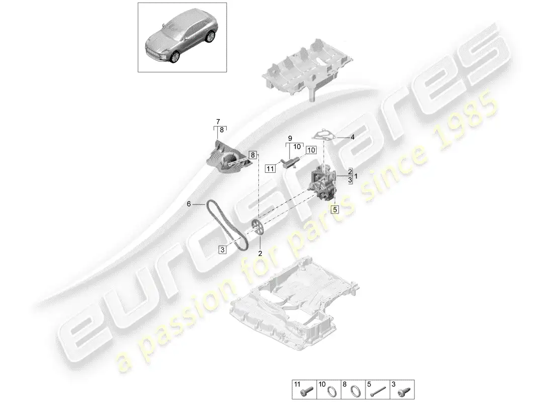 porsche 2019 (macan) bomba de aceite diagrama de piezas