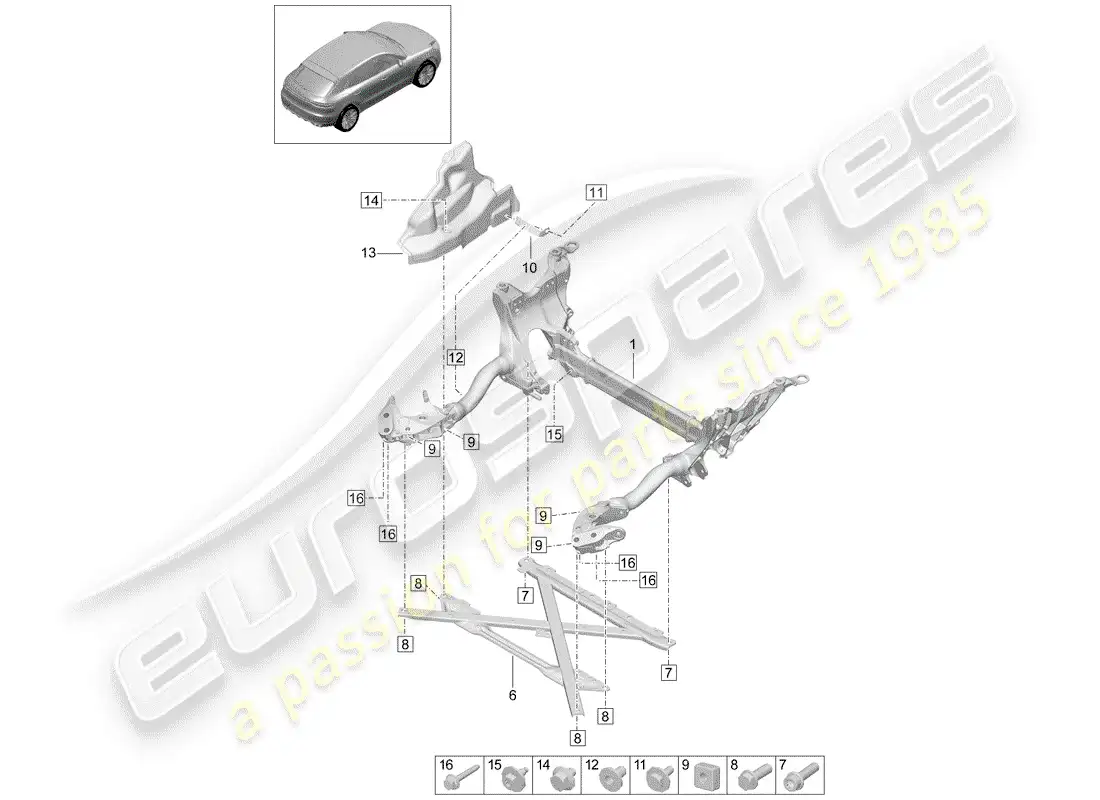 porsche 2019 (macan) submarco diagrama de piezas