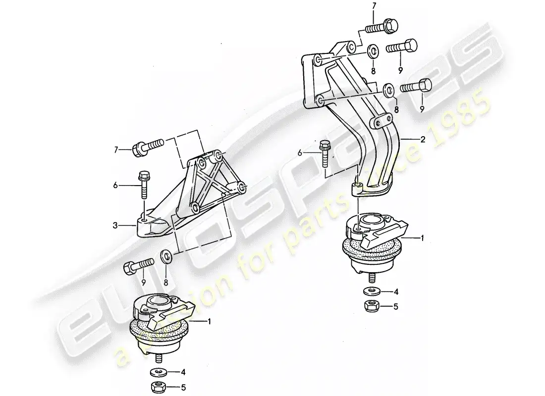 porsche 1992 (968) suspensión del motor diagrama de piezas