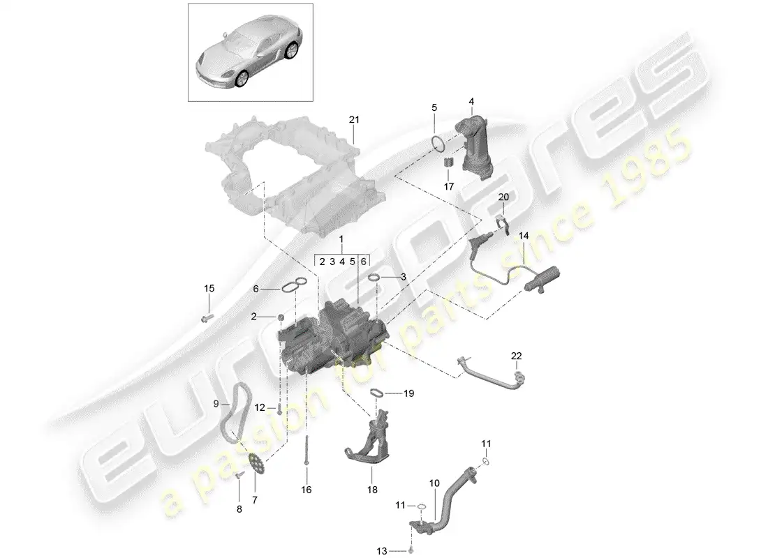 porsche 2018 (718 cayman) motor (presión de aceite./lubrica.) diagrama de piezas