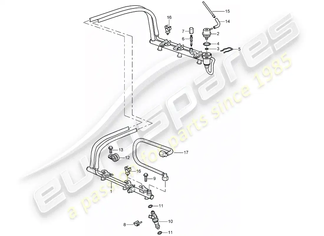 porsche 2003 (996) tubo de recogida de combustible diagrama de piezas