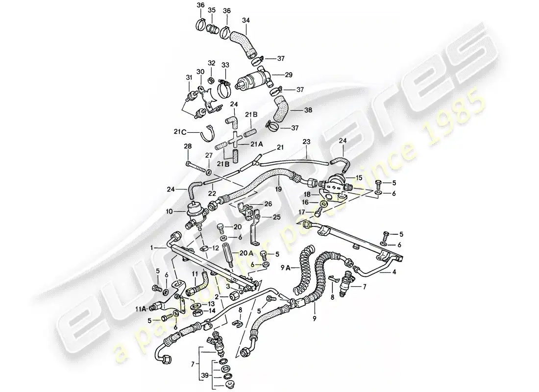 porsche 1987 (911) para-l-jetronic ii diagrama de piezas