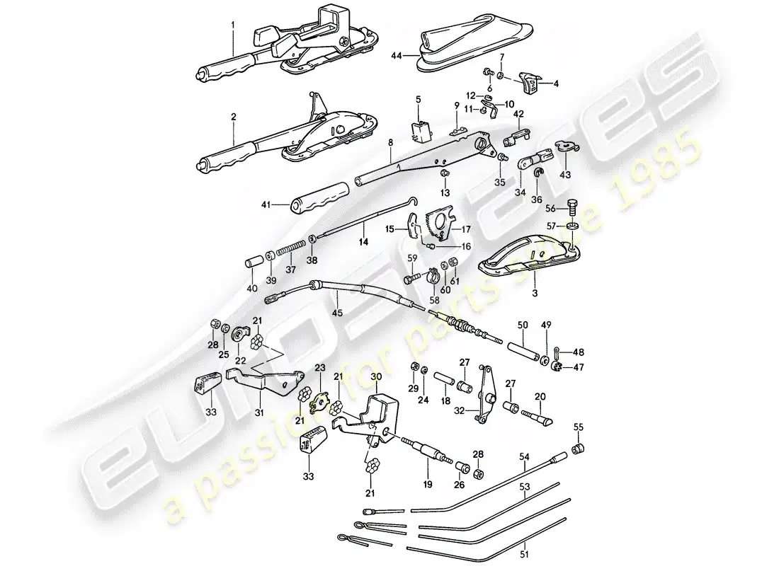 porsche 1987 (911) palanca de freno de mano - palanca de funcionamiento - para - calentador diagrama de piezas