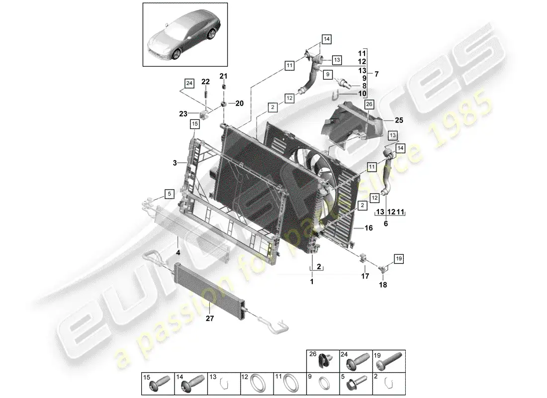 porsche 2020 (panamera 971-1) water cooling diagrama de piezas