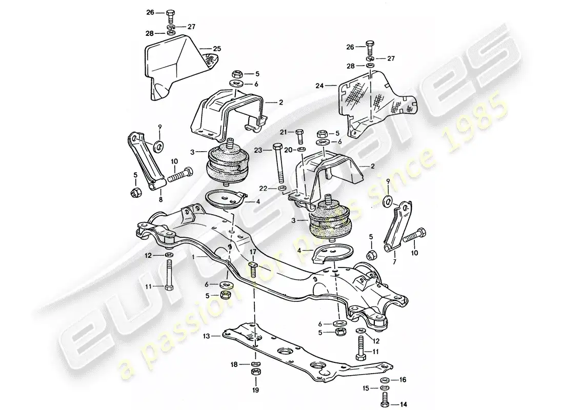 porsche 1994 (928) suspensión del motor diagrama de piezas